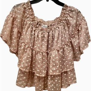 &merci blouse Womens blouse size Small rose gold blush ruffles